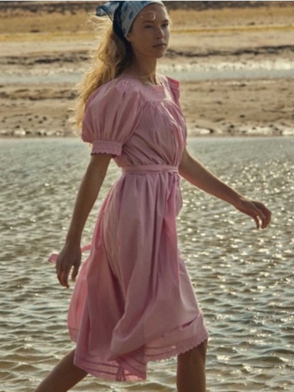 Doen Mignonette midi Dress in Rose Bloom pink